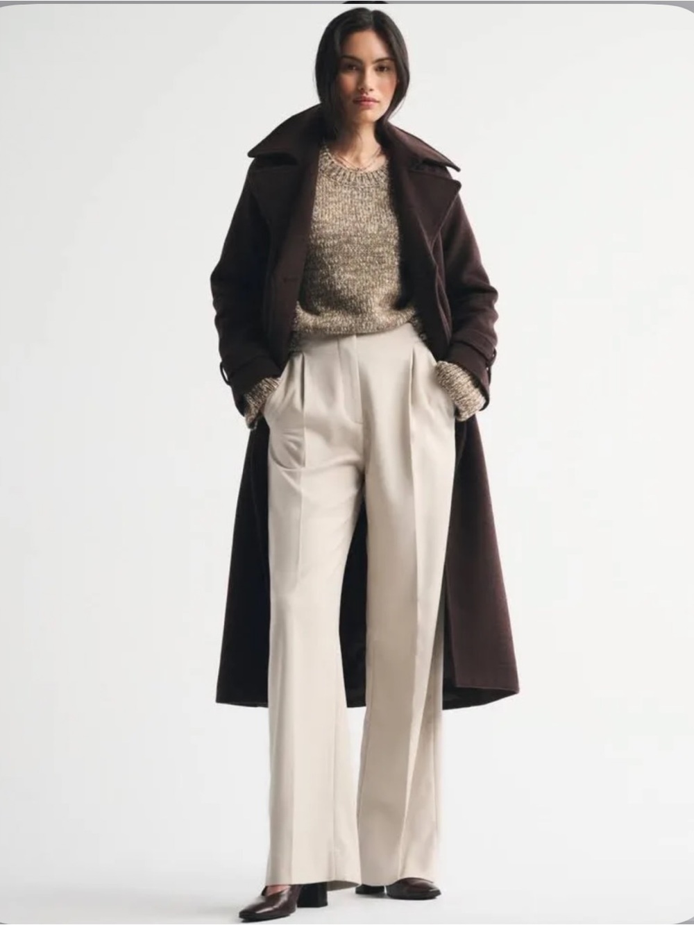 A&F Sloane Tailored Wide Leg Pant - Medium Long
